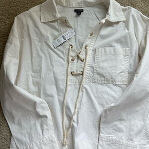 J. Crew White Lace-Up Sailor Shirt